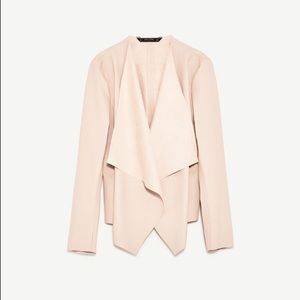 Zara Basic pink nude vegan leather jacket